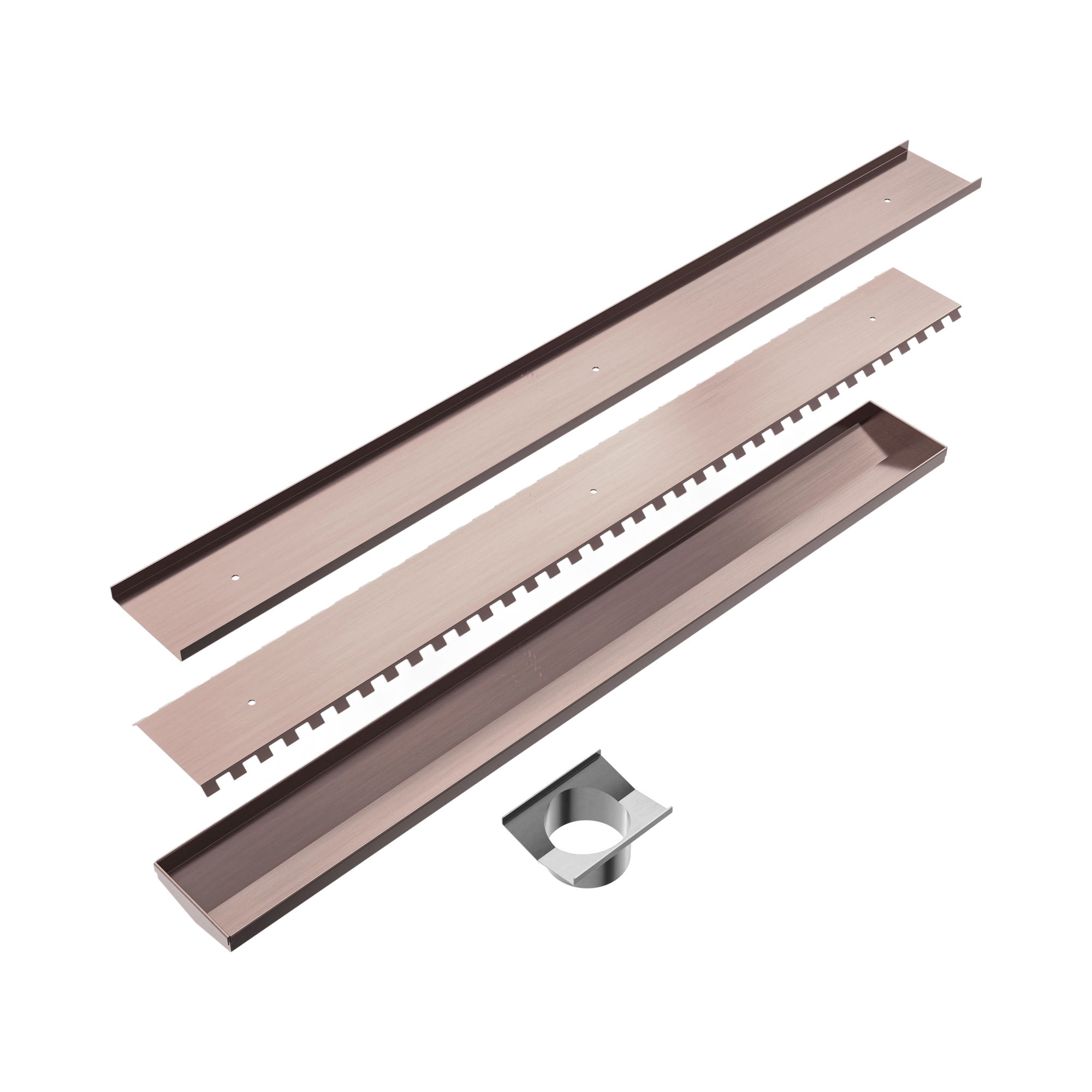 Nero Tile Insert V Channel 900x106mm Floor Grate 90mm Outlet, Brushed Bronze