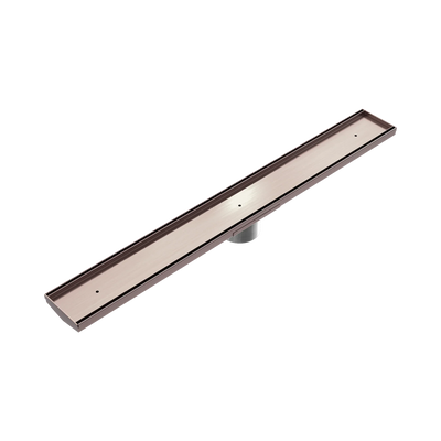 Nero Tile Insert V Channel 900x106mm Floor Grate 90mm Outlet, Brushed Bronze