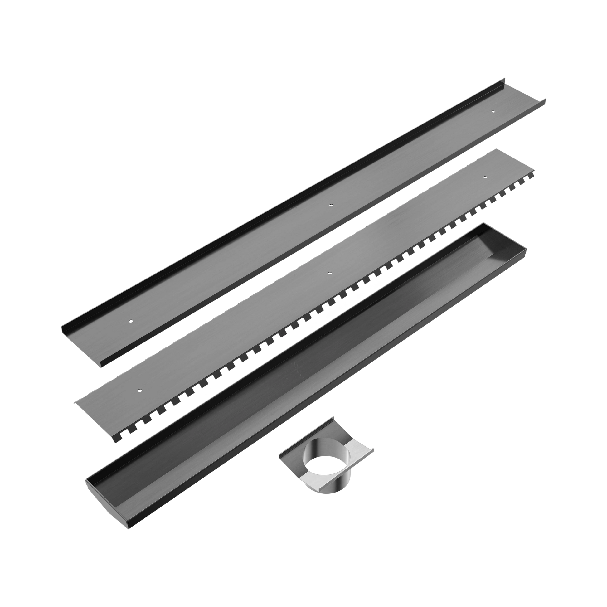 Nero Tile Insert V Channel 900x106mm Floor Grate 90mm Outlet, Gun Metal