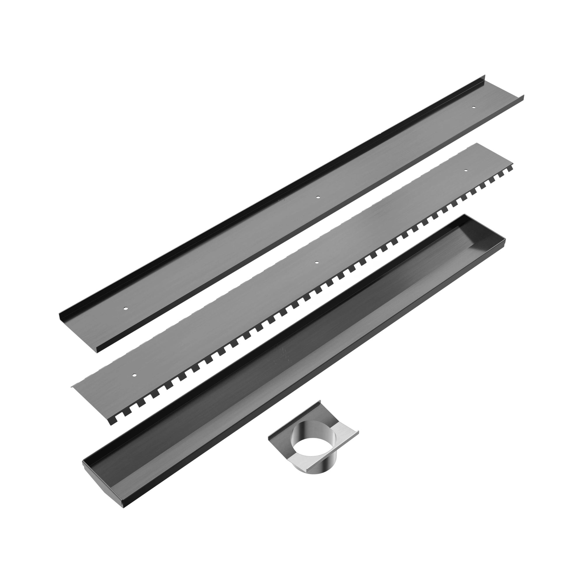 Nero Tile Insert V Channel 900x106mm Floor Grate 90mm Outlet, Gun Metal