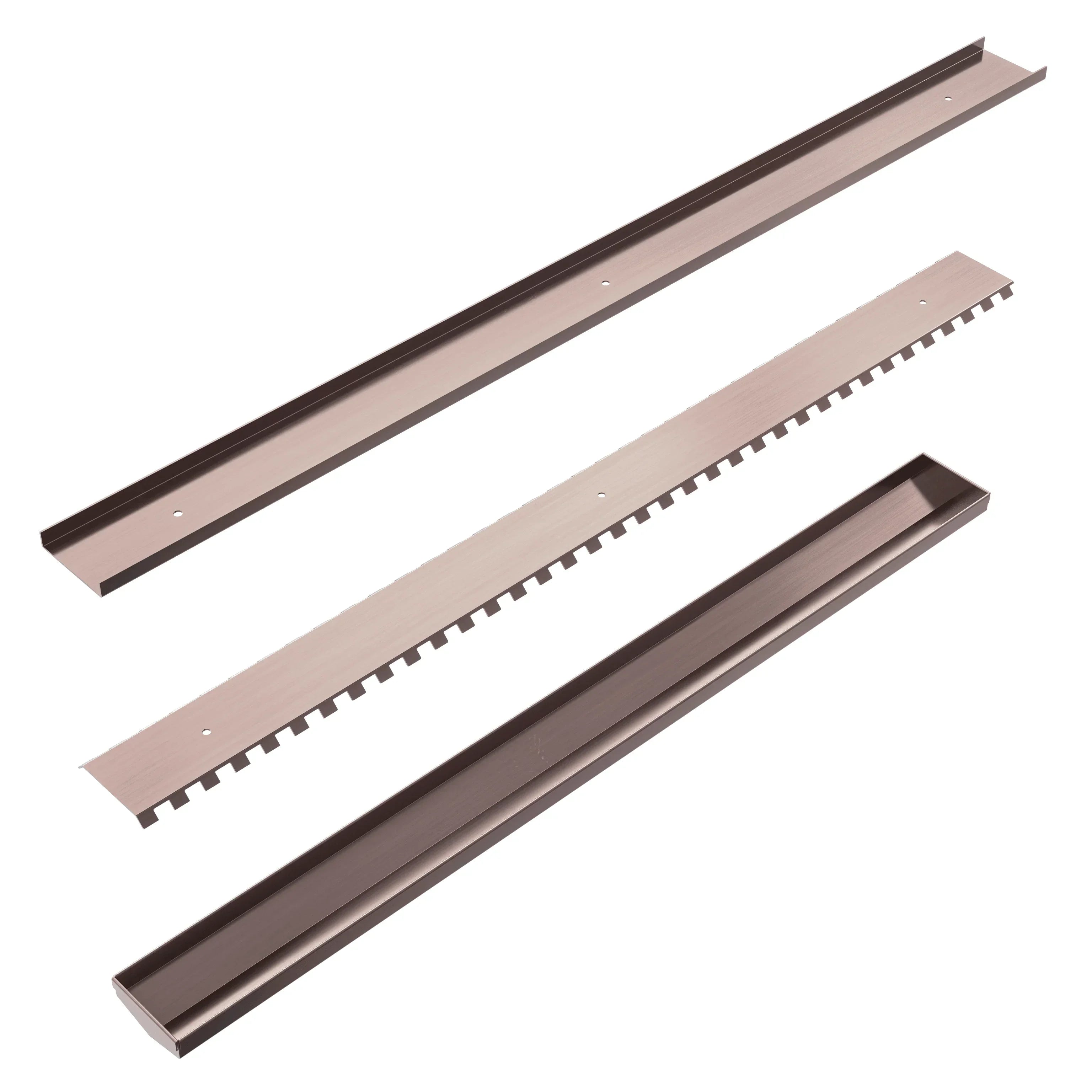 NERO TILE INSERT V CHANNEL FLOOR GRATE 50MM OUTLET WITHOUT OUTLET AND HOLE SAW BRUSHED BRONZE