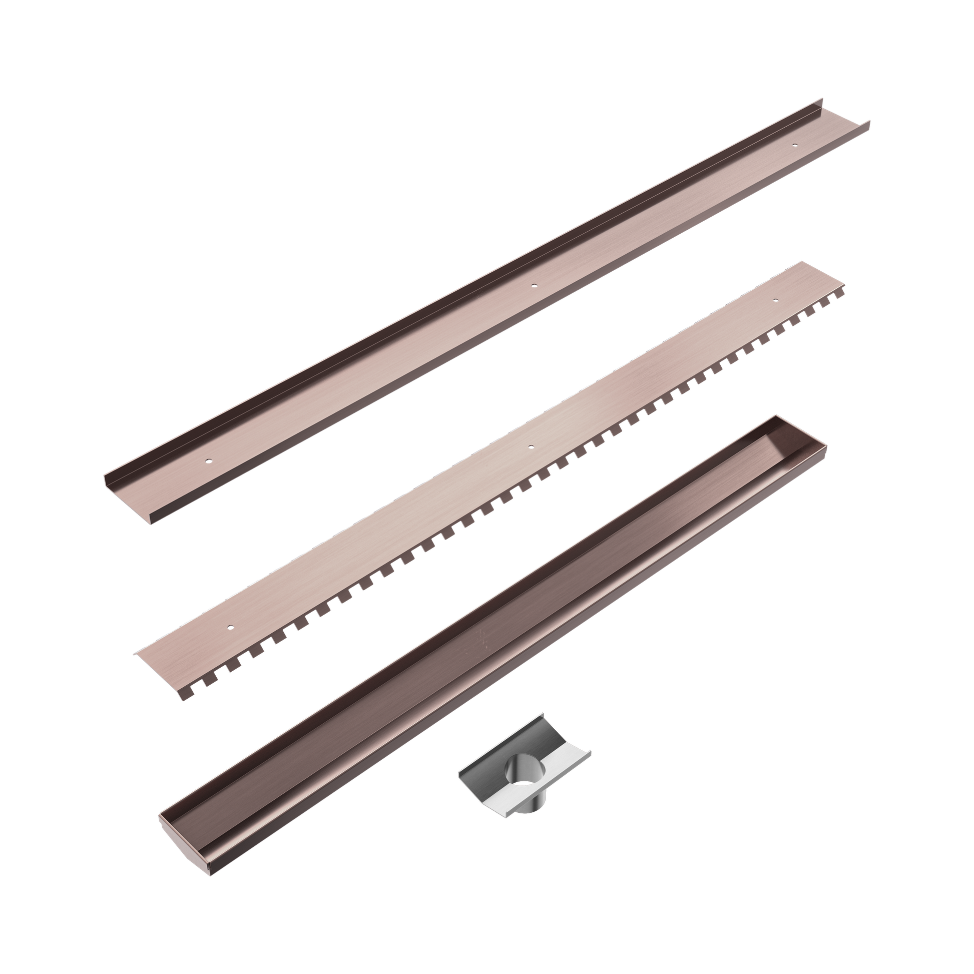 Nero Tile Insert V Channel 900x82mm Floor Grate 50mm Outlet, Brushed Bronze