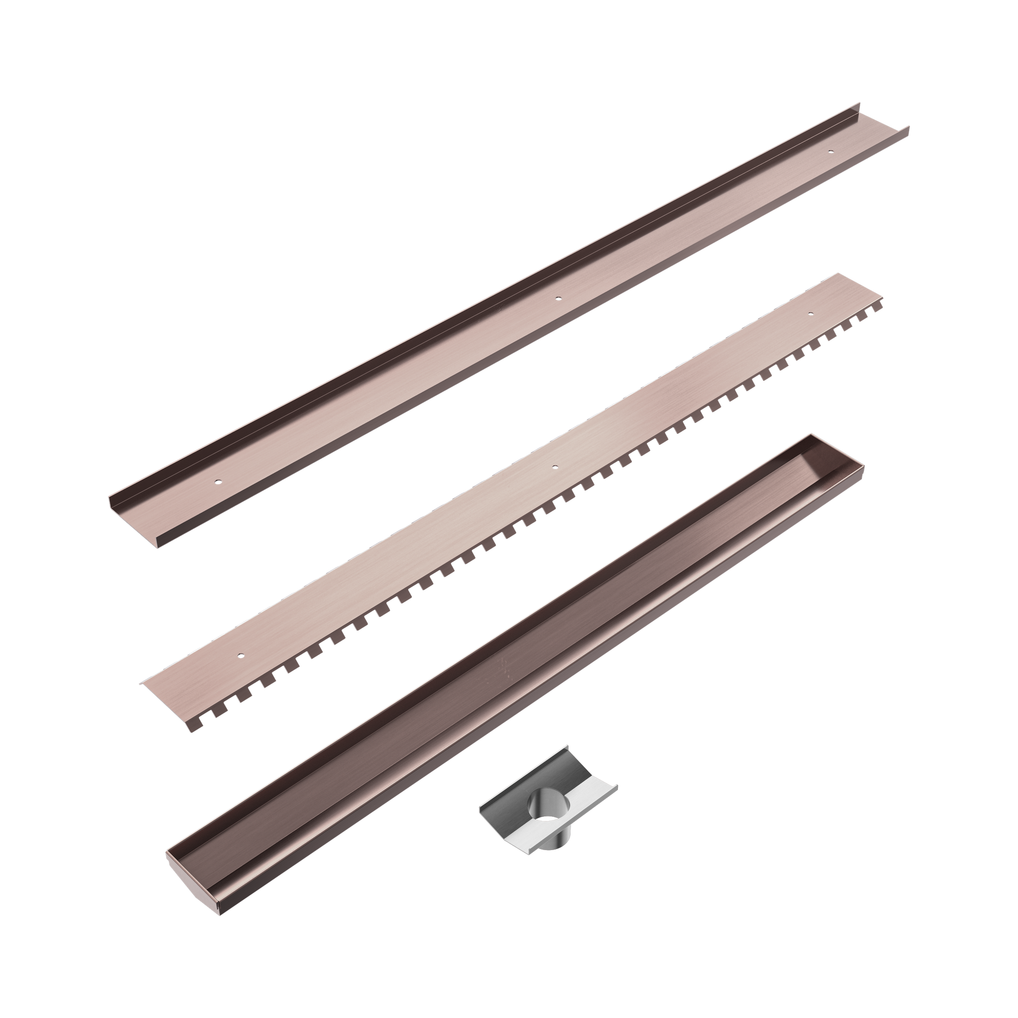 Nero Tile Insert V Channel 900x82mm Floor Grate 50mm Outlet, Brushed Bronze