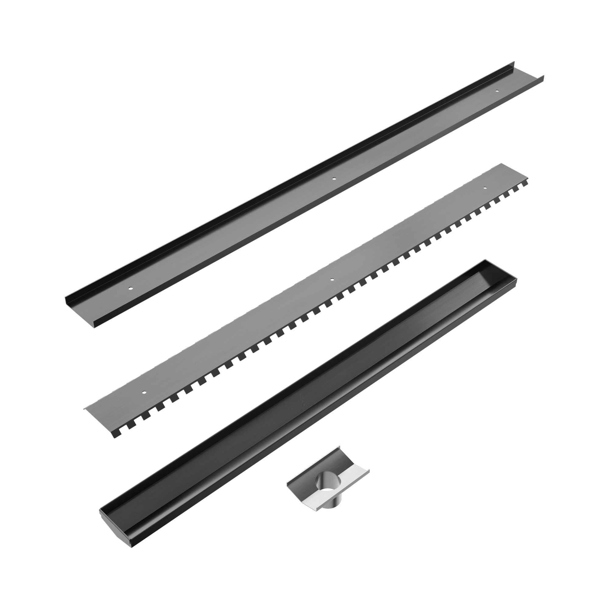 Nero Tile Insert V Channel 900x82mm Floor Grate 50mm Outlet, Gun Metal