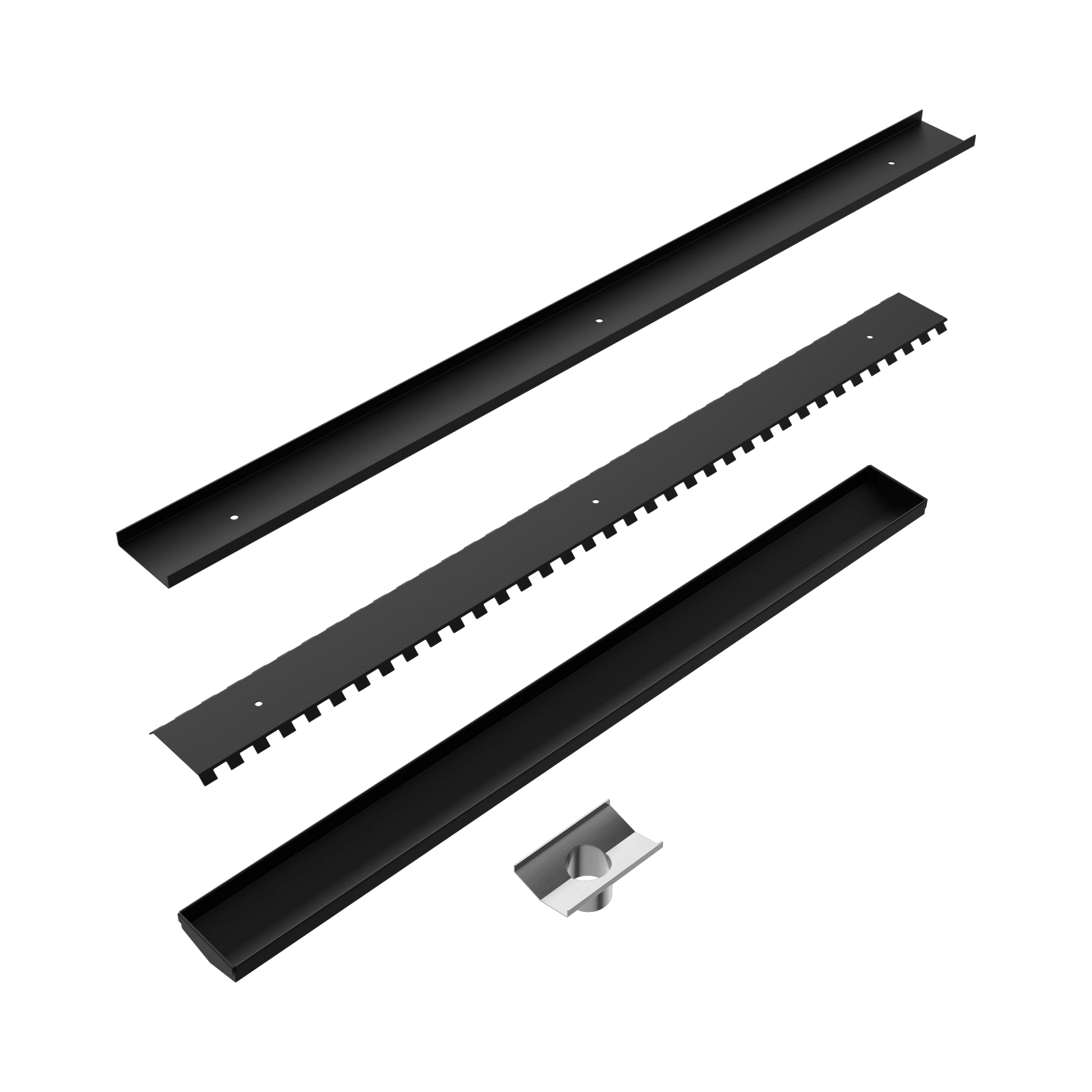 Nero Tile Insert V Channel 900x82mm Floor Grate 50mm Outlet, Matte Black
