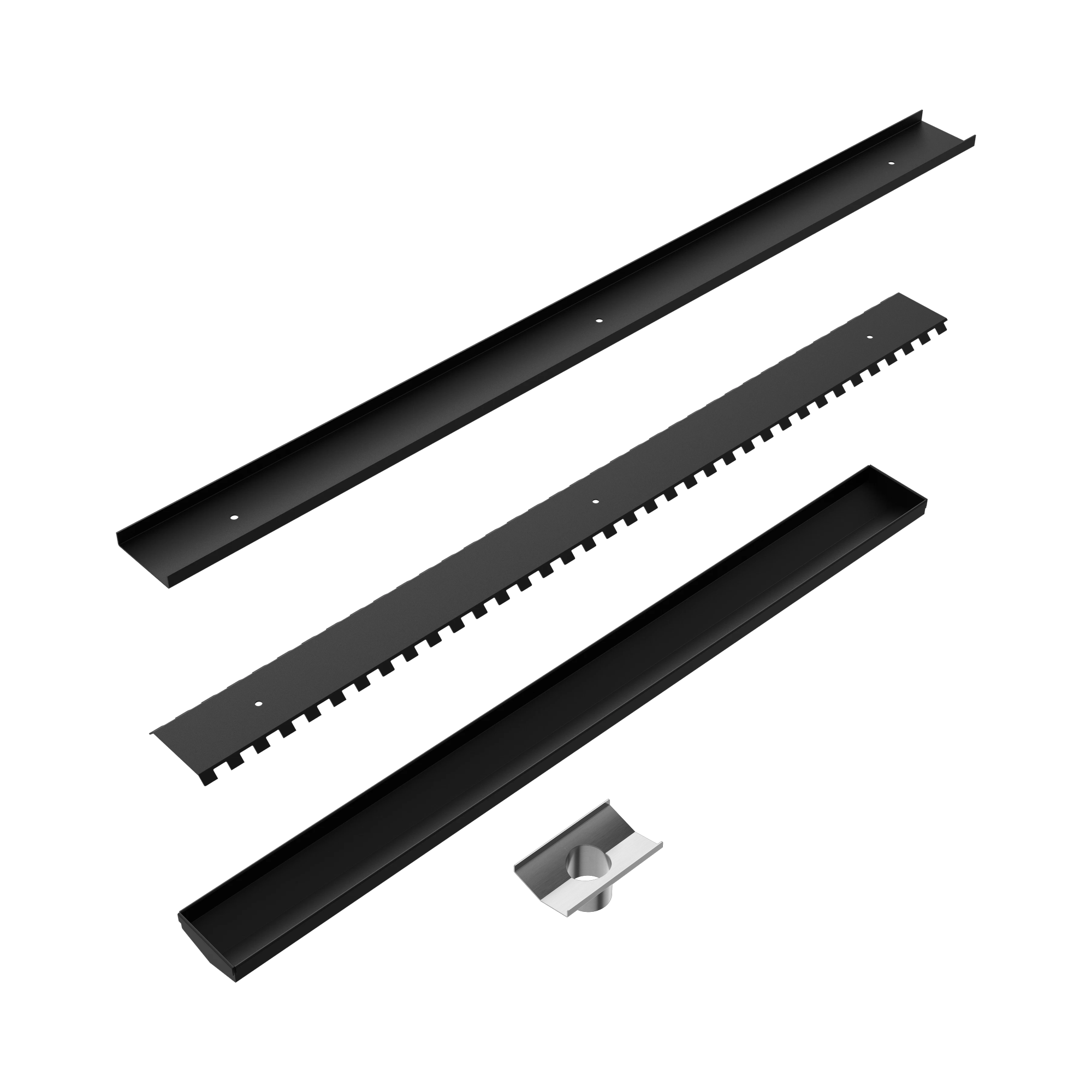 Nero Tile Insert V Channel 900x82mm Floor Grate 50mm Outlet, Matte Black