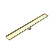 Nero Tile Insert V Channel 900x106mm Floor Grate 80mm Outlet, Brushed Gold