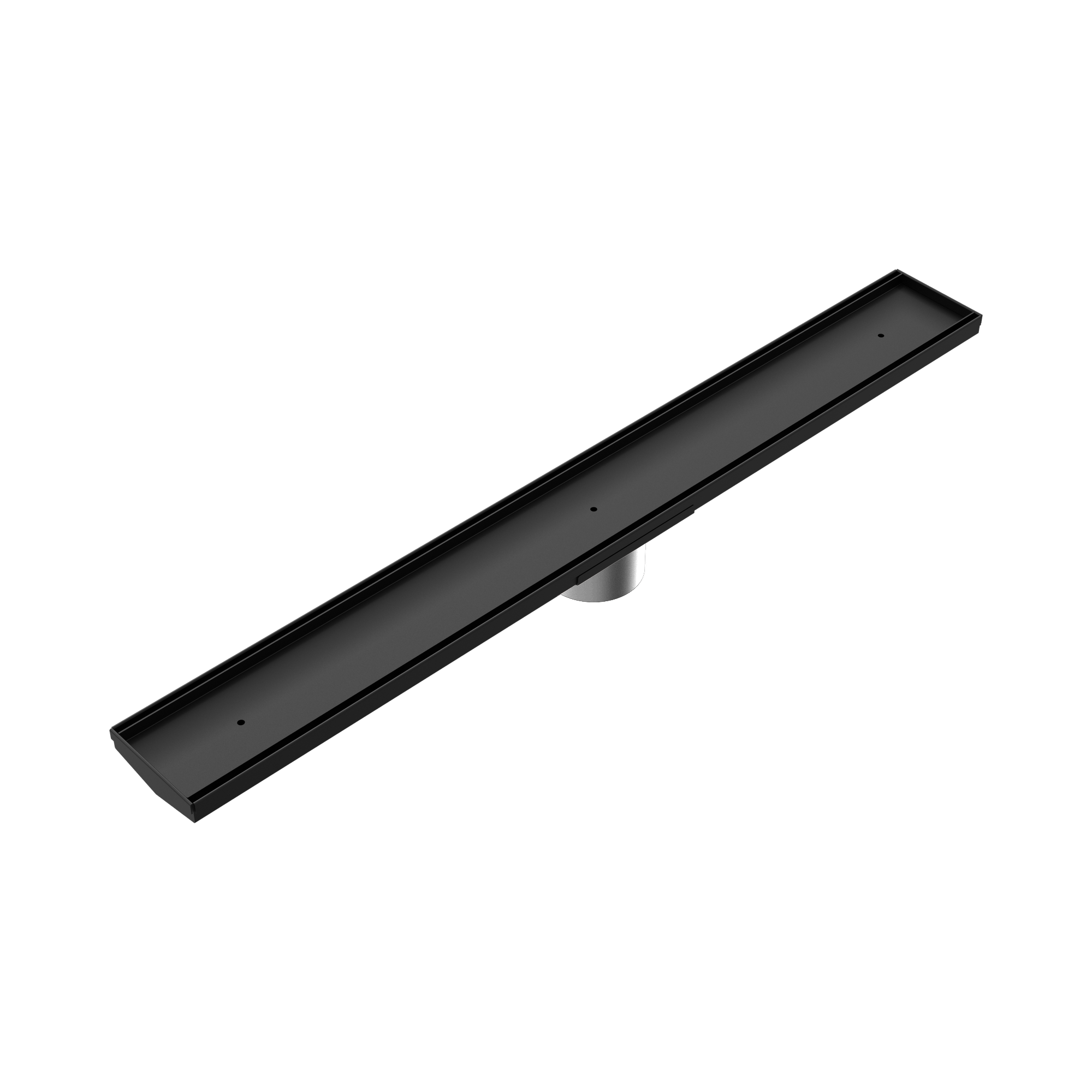 Nero Tile Insert V Channel 900x106mm Floor Grate 80mm Outlet, Matte Black