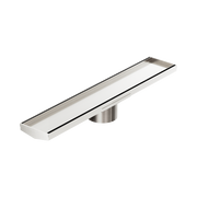 Nero Tile Insert V Channel 600x106mm Floor Grate 90mm Outlet, Brushed Nickel