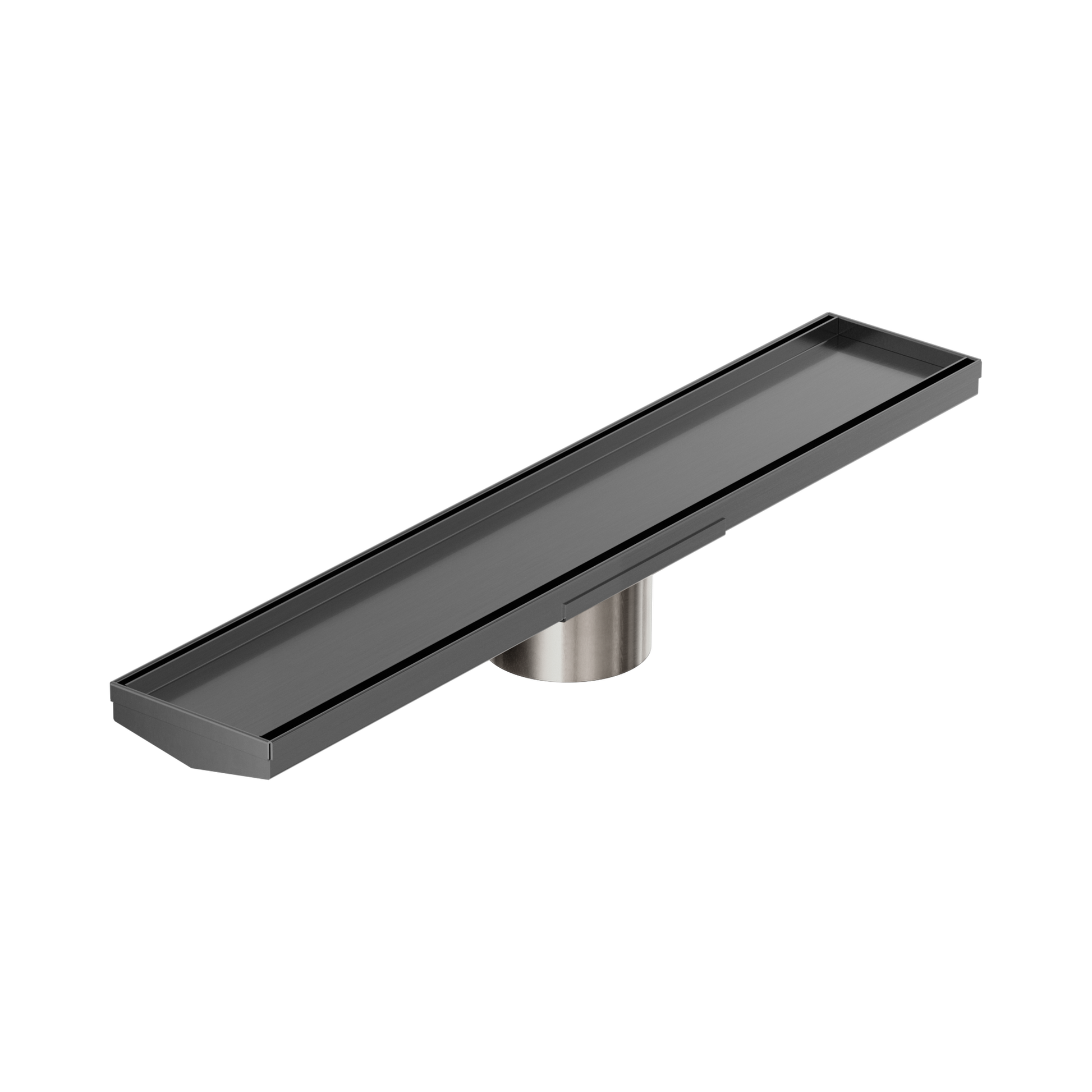 Nero Tile Insert V Channel 600x106mm Floor Grate 90mm Outlet, Gun Metal