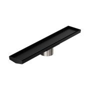Nero Tile Insert V Channel 600x106mm Floor Grate 90mm Outlet, Matte Black