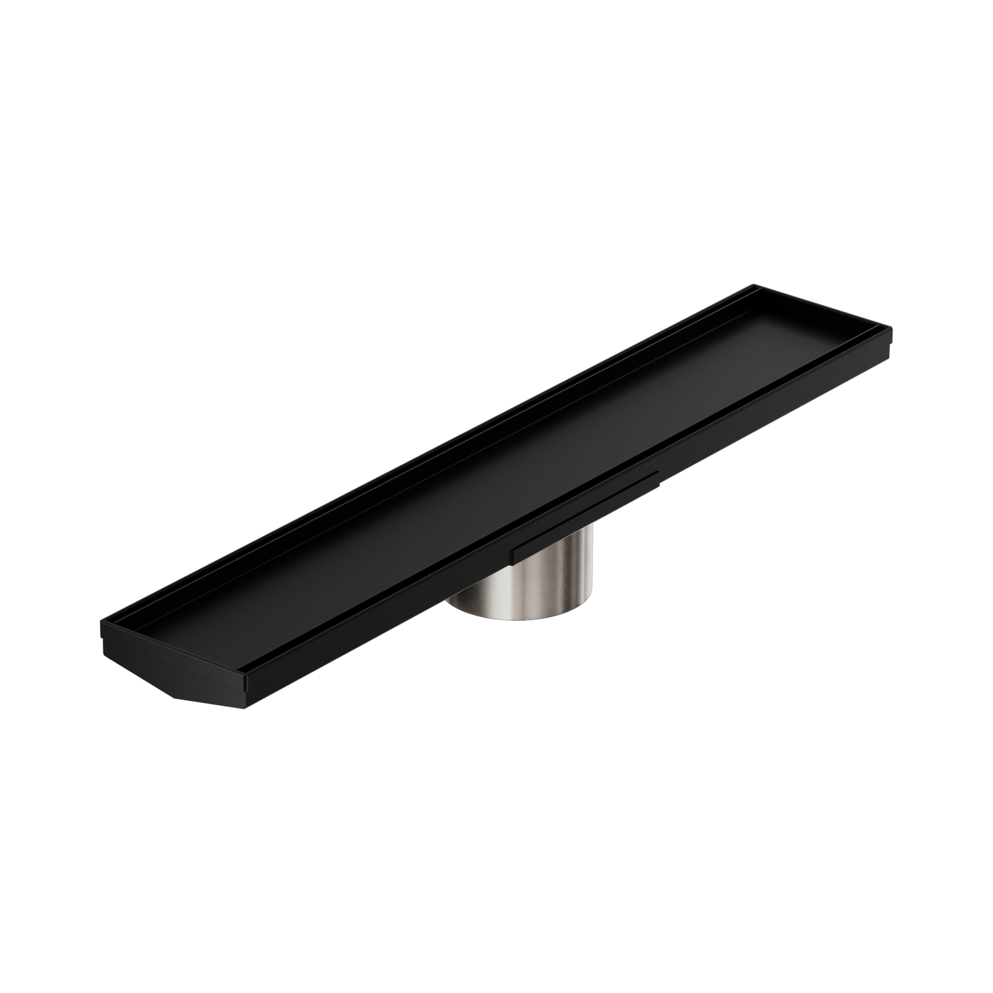 Nero Tile Insert V Channel 600x106mm Floor Grate 90mm Outlet, Matte Black
