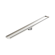 Nero Tile Insert V Channel 1200x106mm Floor Grate 90mm Outlet, Brushed Nickel