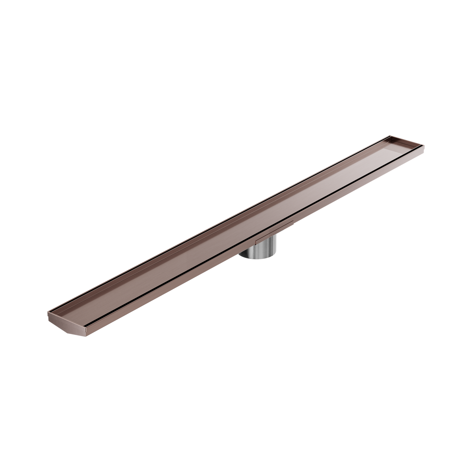 Nero Tile Insert V Channel 1200x106mm Floor Grate 90mm Outlet, Brushed Bronze