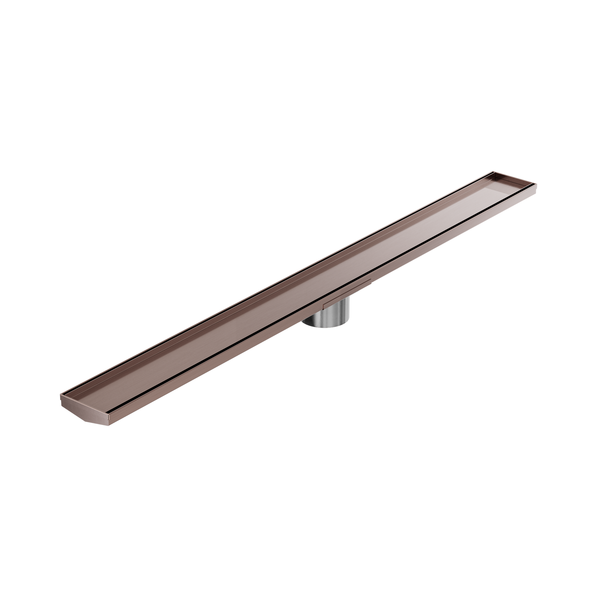 Nero Tile Insert V Channel 1200x106mm Floor Grate 90mm Outlet, Brushed Bronze