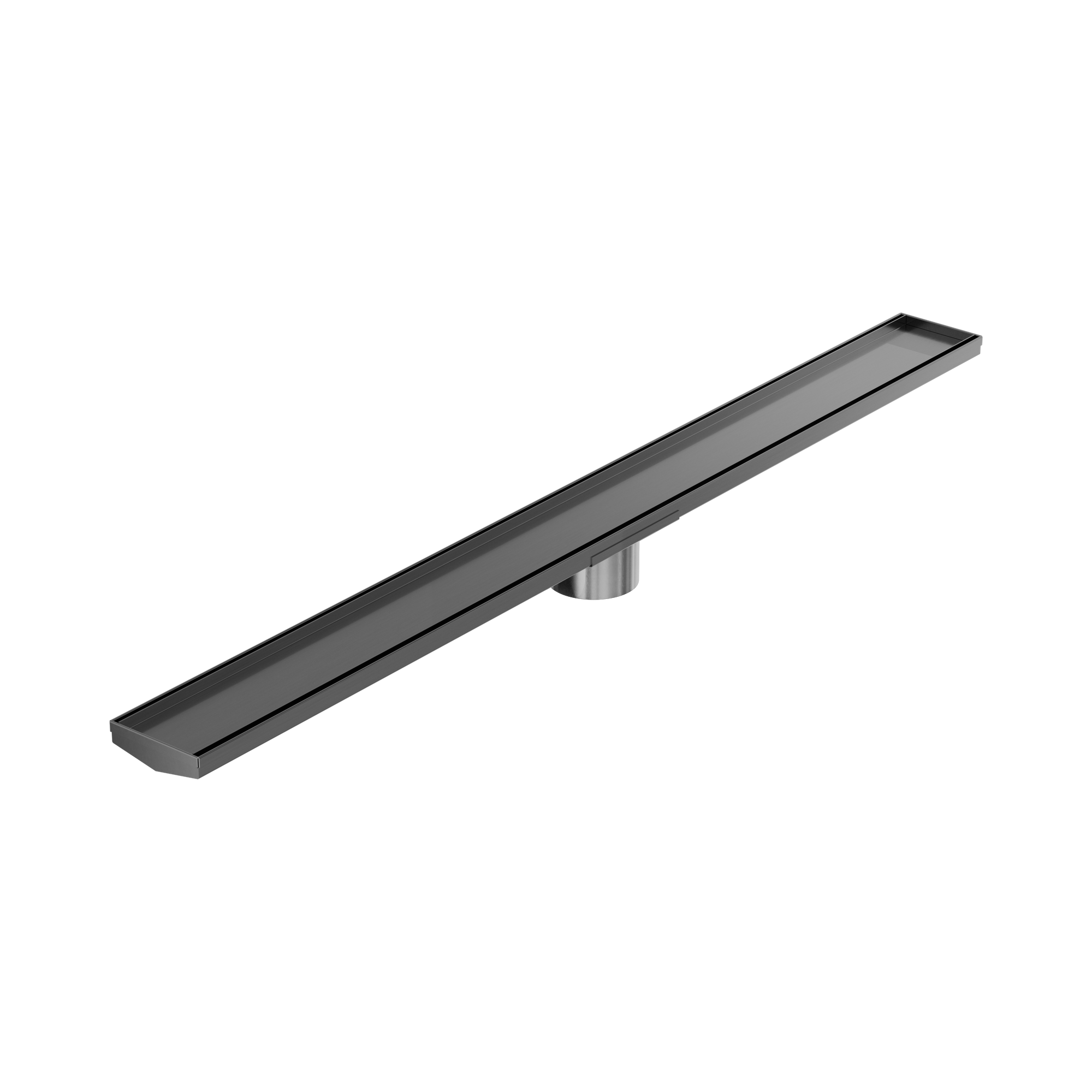 Nero Tile Insert V Channel 1200x106mm Floor Grate 90mm Outlet, Gun Metal