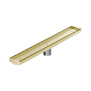 Nero Tile Insert V Channel 600x82mm Floor Grate 50mm Outlet, Brushed Gold