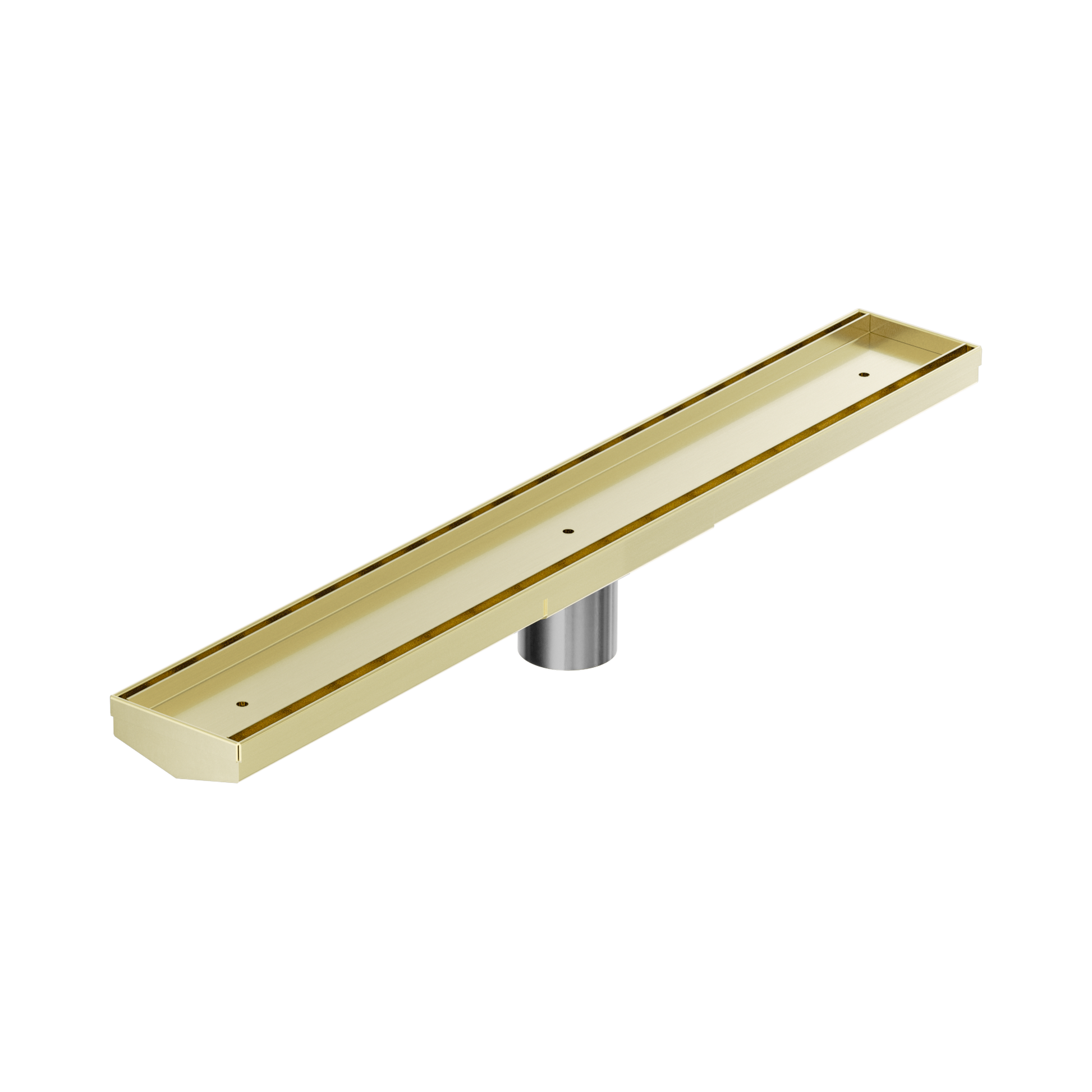 Nero Tile Insert V Channel 600x82mm Floor Grate 50mm Outlet, Brushed Gold