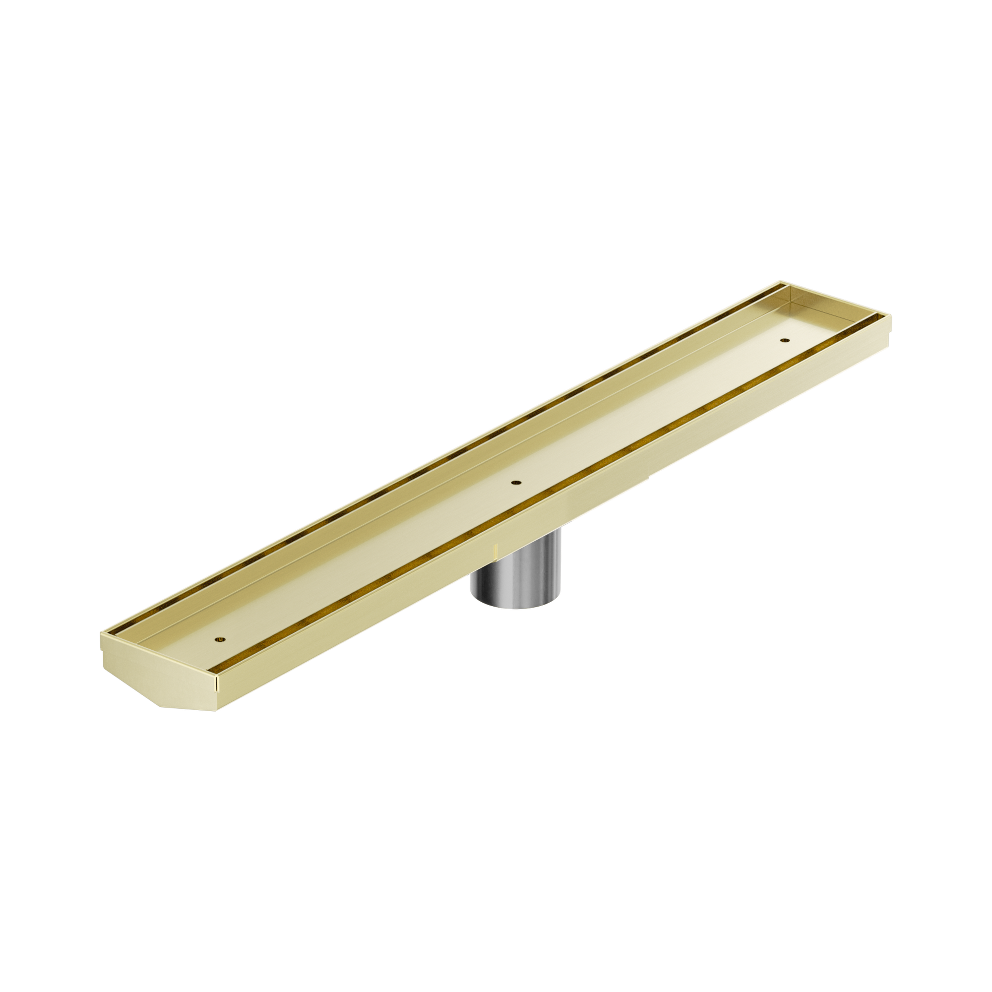 Nero Tile Insert V Channel 600x82mm Floor Grate 50mm Outlet, Brushed Gold