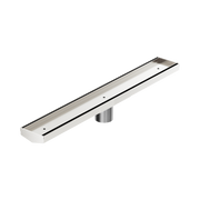 Nero Tile Insert V Channel 600x82mm Floor Grate 50mm Outlet, Brushed Nickel