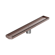 Nero Tile Insert V Channel 600x82mm Floor Grate 50mm Outlet, Brushed Bronze