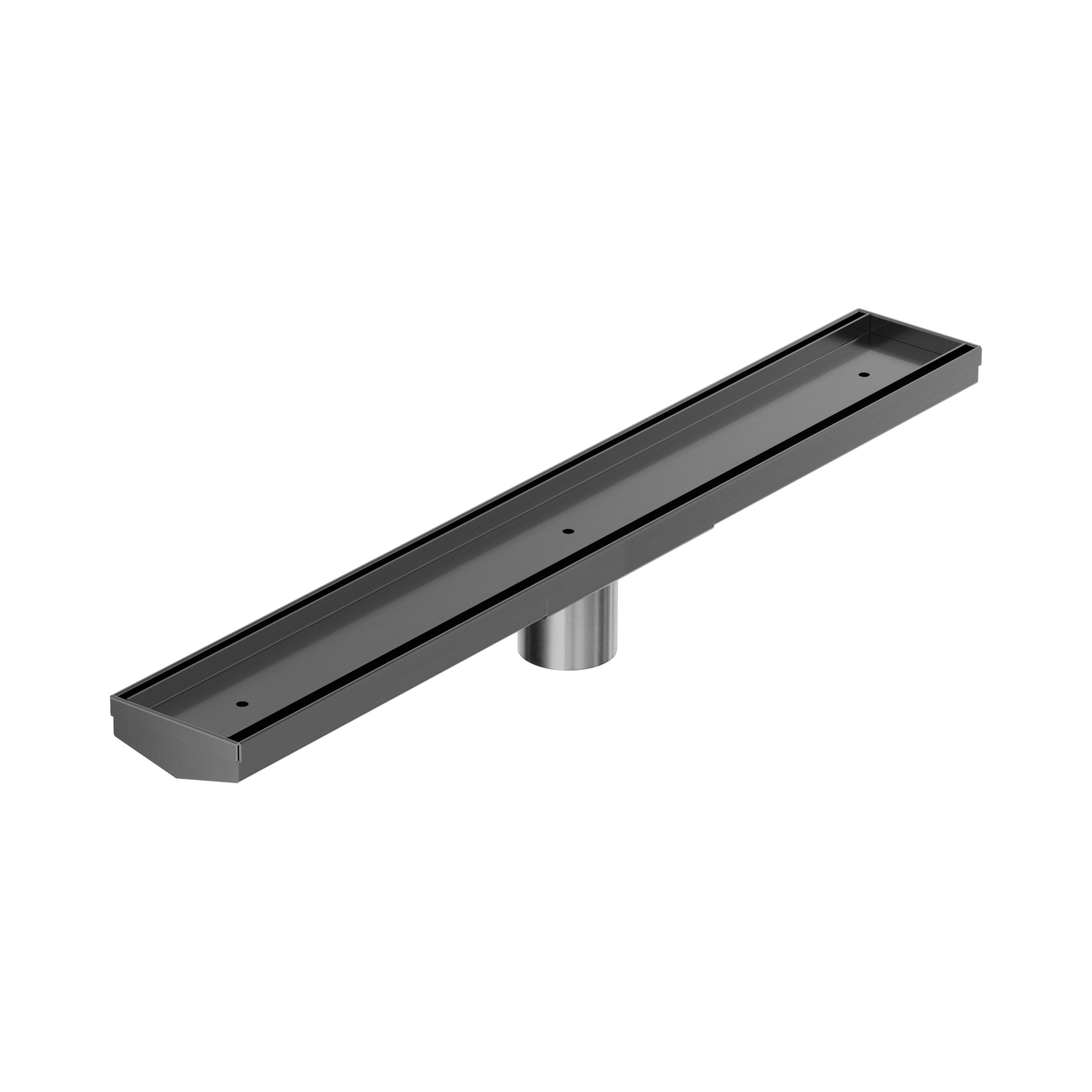 Nero Tile Insert V Channel 600x82mm Floor Grate 50mm Outlet, Gun Metal