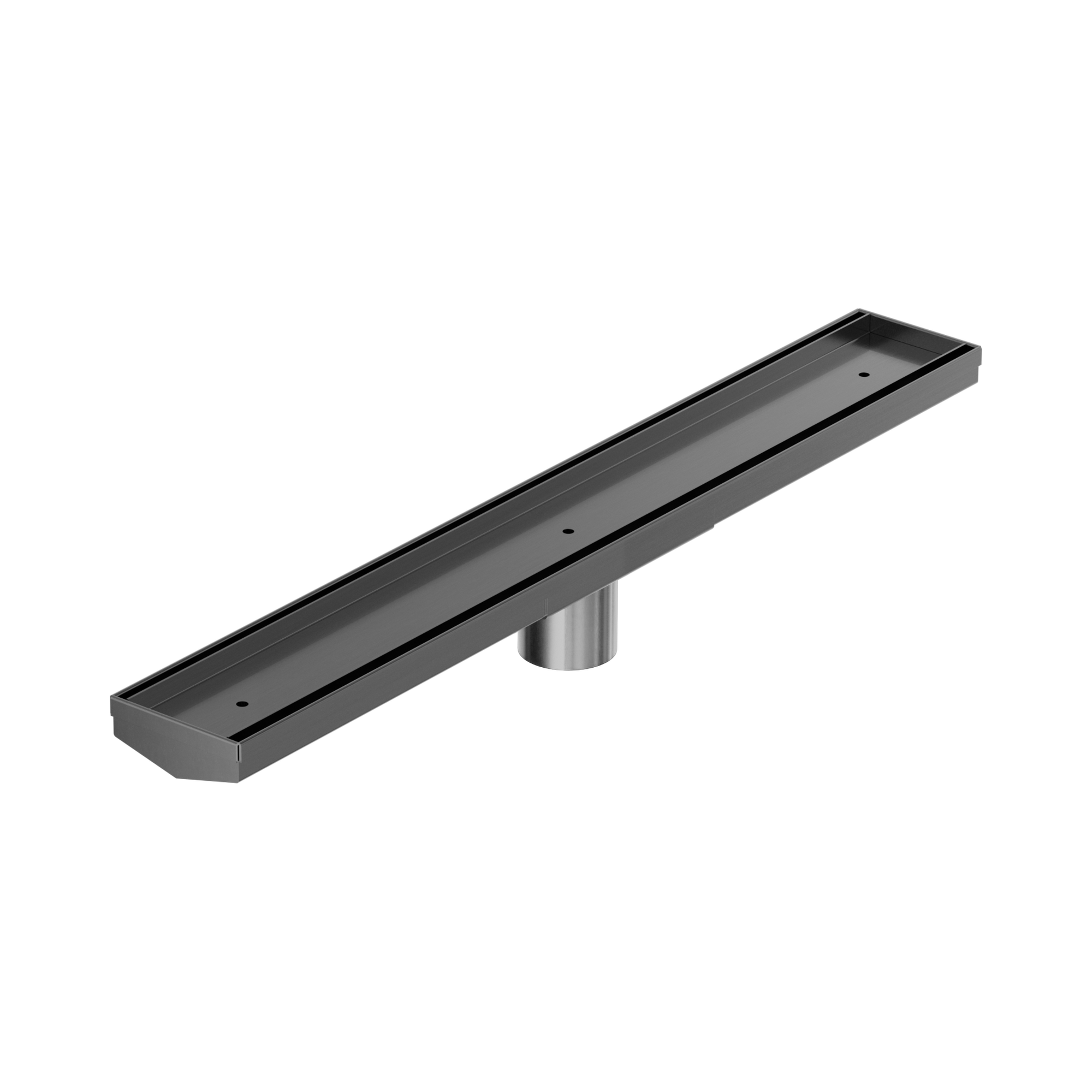 Nero Tile Insert V Channel 600x82mm Floor Grate 50mm Outlet, Gun Metal