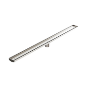 Nero Tile Insert V Channel 1200x82mm Floor Grate 50mm Outlet, Brushed Nickel