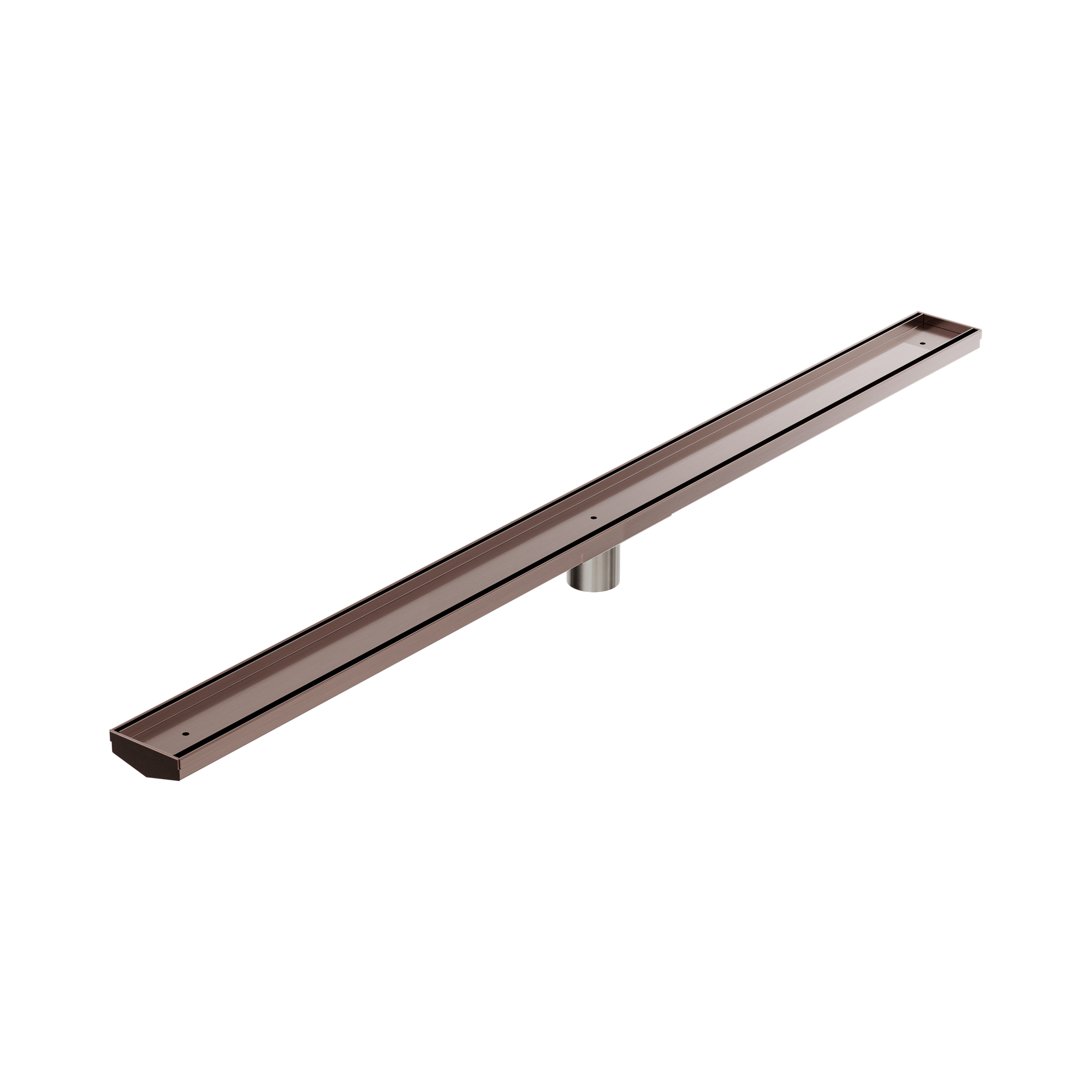 Nero Tile Insert V Channel 1200x82mm Floor Grate 50mm Outlet, Brushed Bronze