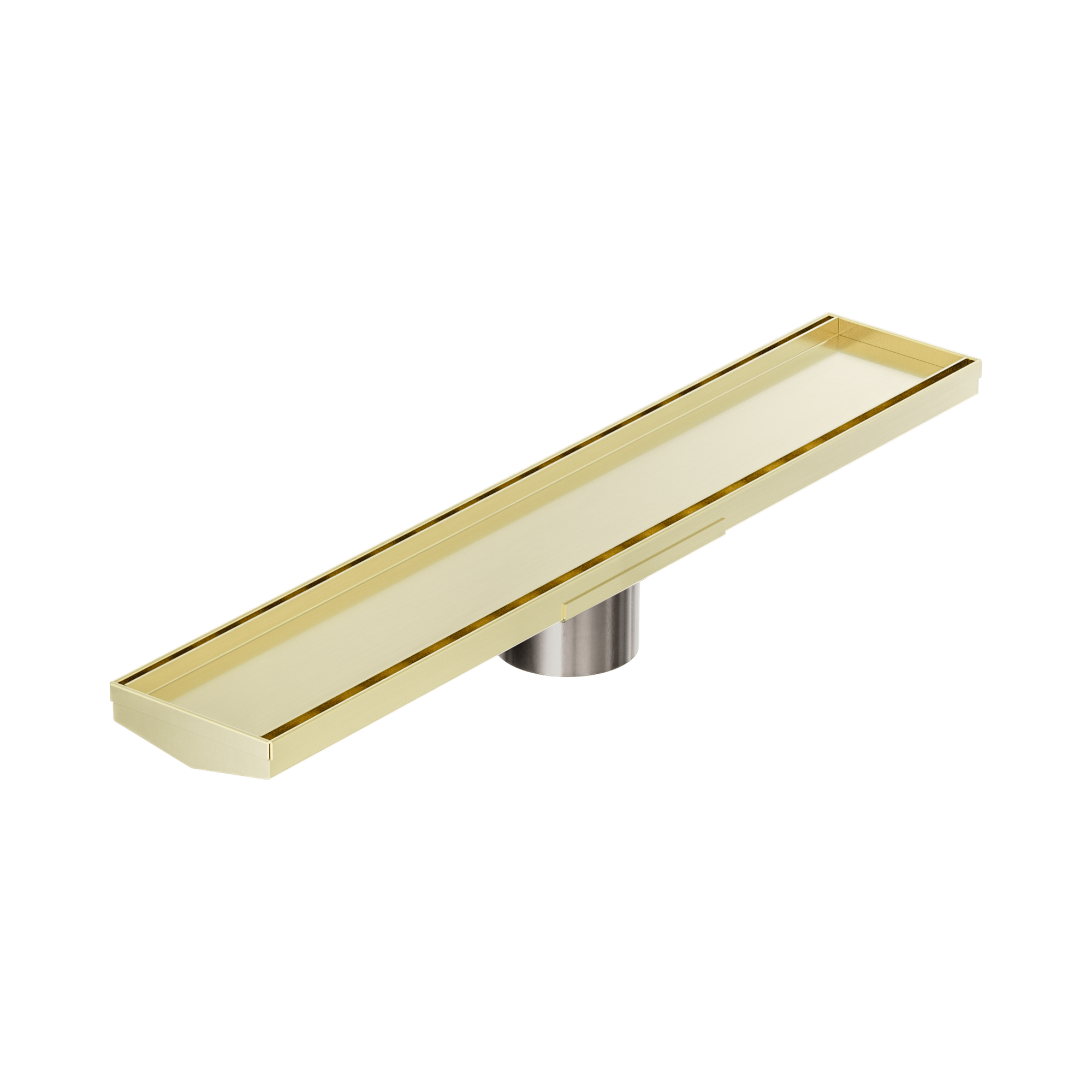Nero Tile Insert V Channel 600x106mm Floor Grate 80mm Outlet, Brushed Gold