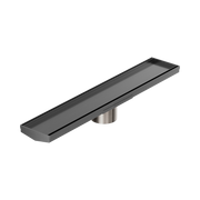 Nero Tile Insert V Channel 600x106mm Floor Grate 80mm Outlet, Gun Metal