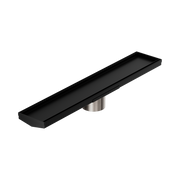Nero Tile Insert V Channel 600x106mm Floor Grate 80mm Outlet, Matte Black