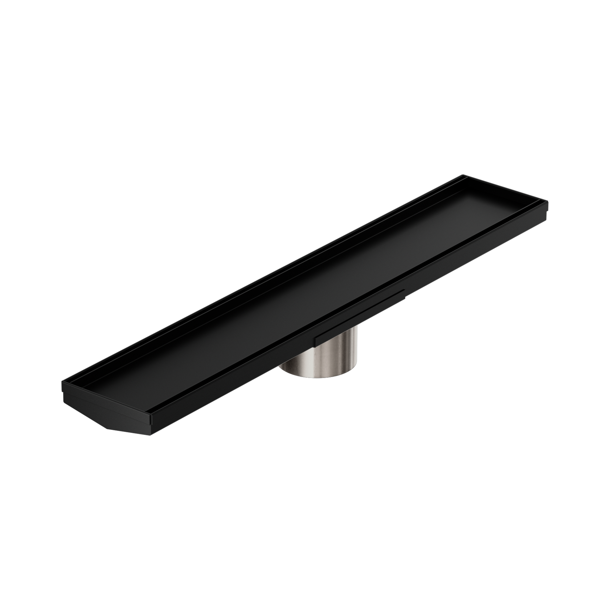 Nero Tile Insert V Channel 600x106mm Floor Grate 80mm Outlet, Matte Black