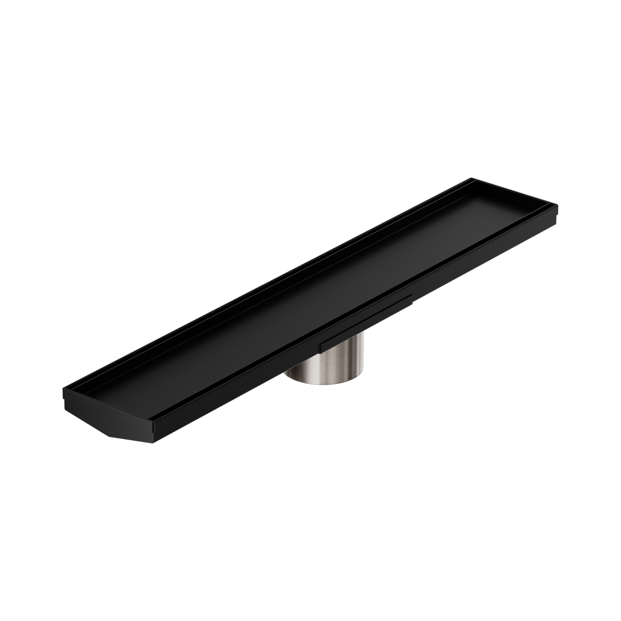 Nero Tile Insert V Channel 600x106mm Floor Grate 80mm Outlet, Matte Black