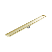 Nero Tile Insert V Channel 1200x106mm Floor Grate 80mm Outlet, Brushed Gold