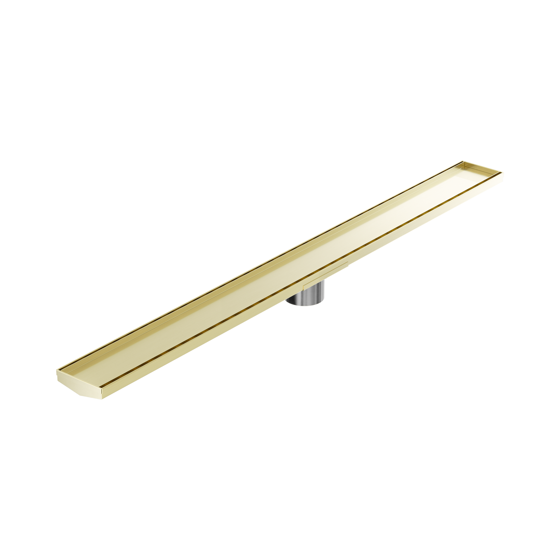 Nero Tile Insert V Channel 1200x106mm Floor Grate 80mm Outlet, Brushed Gold