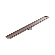 Nero Tile Insert V Channel 1200x106mm Floor Grate 80mm Outlet, Brushed Bronze
