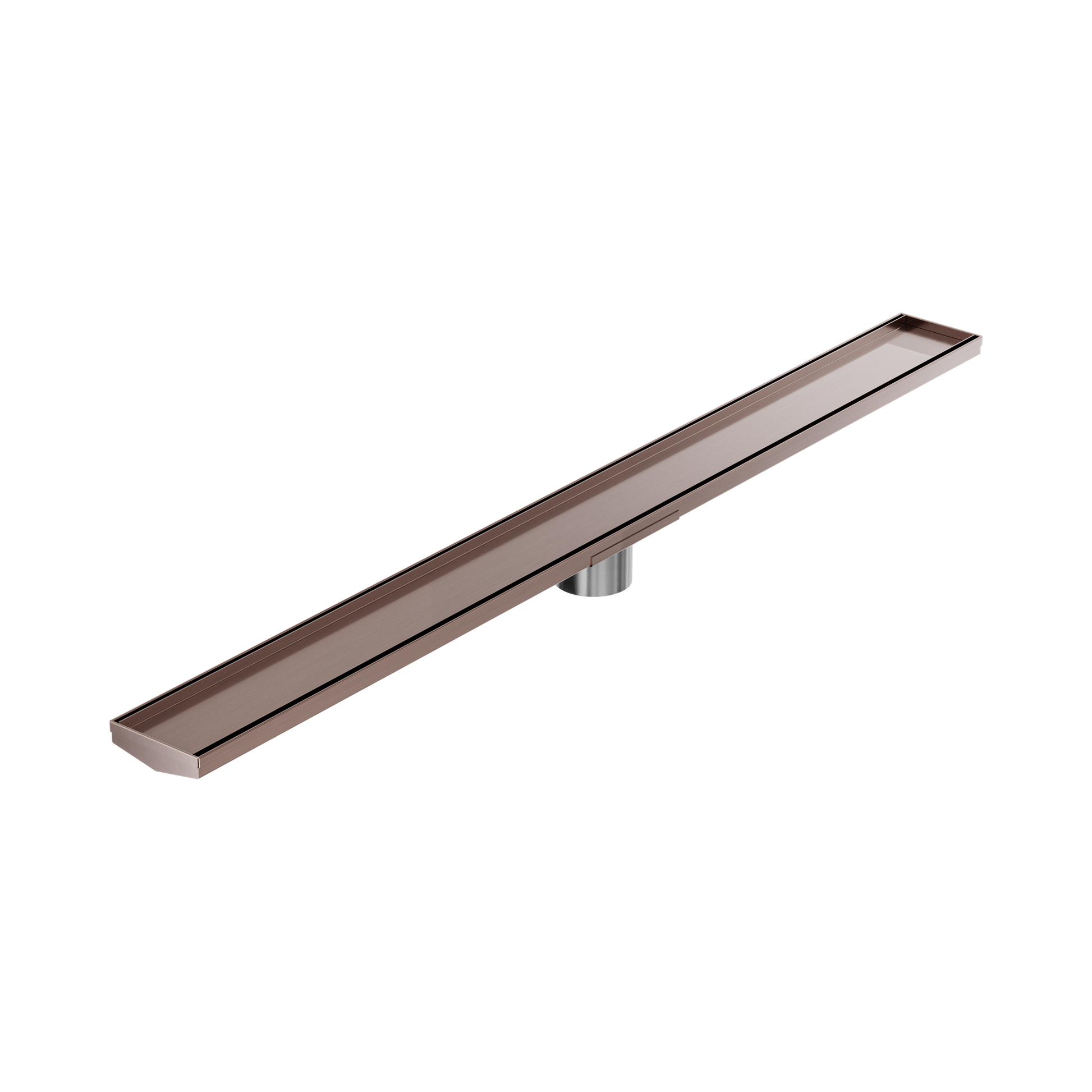 Nero Tile Insert V Channel 1200x106mm Floor Grate 80mm Outlet, Brushed Bronze