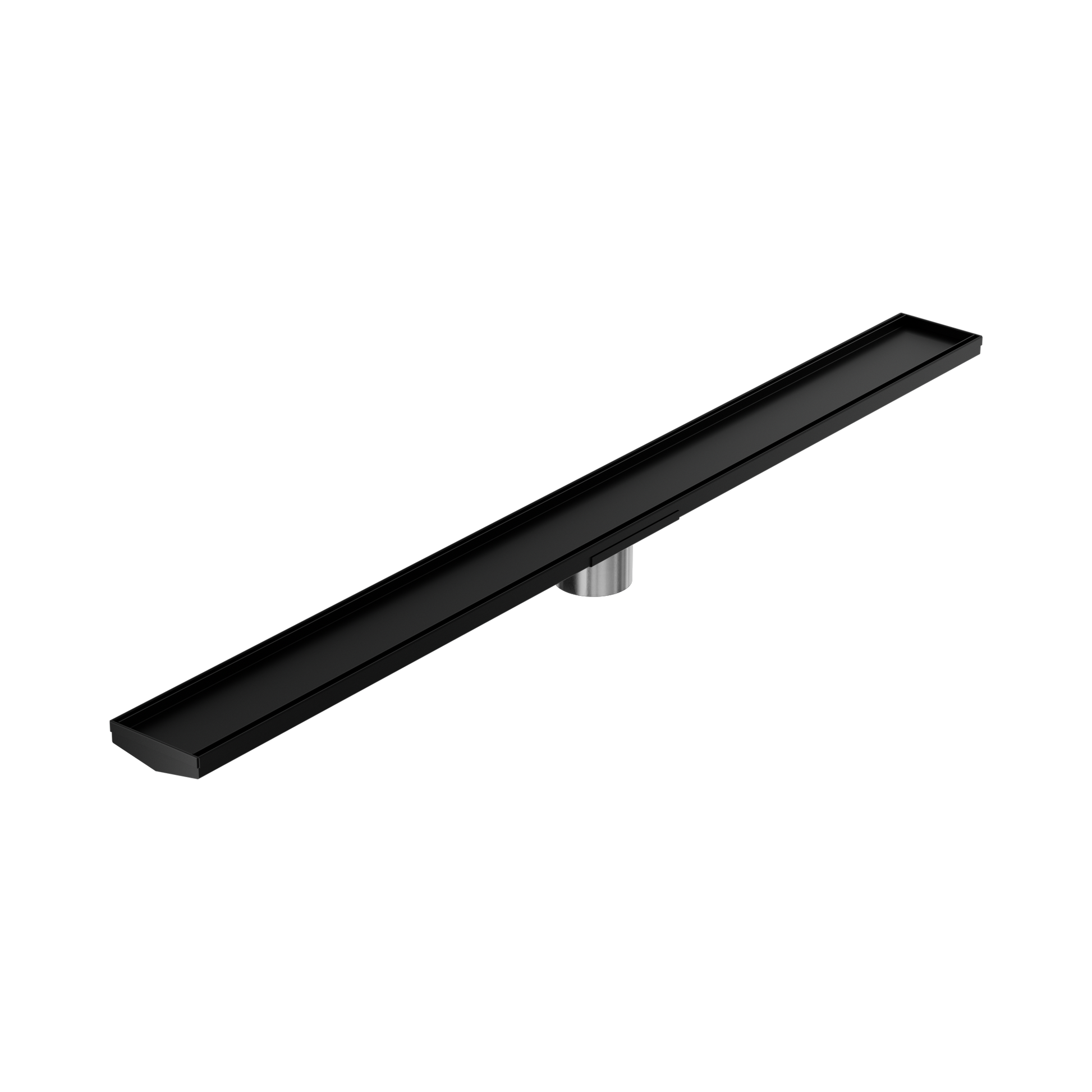 Nero Tile Insert V Channel 1200x106mm Floor Grate 80mm Outlet, Matte Black