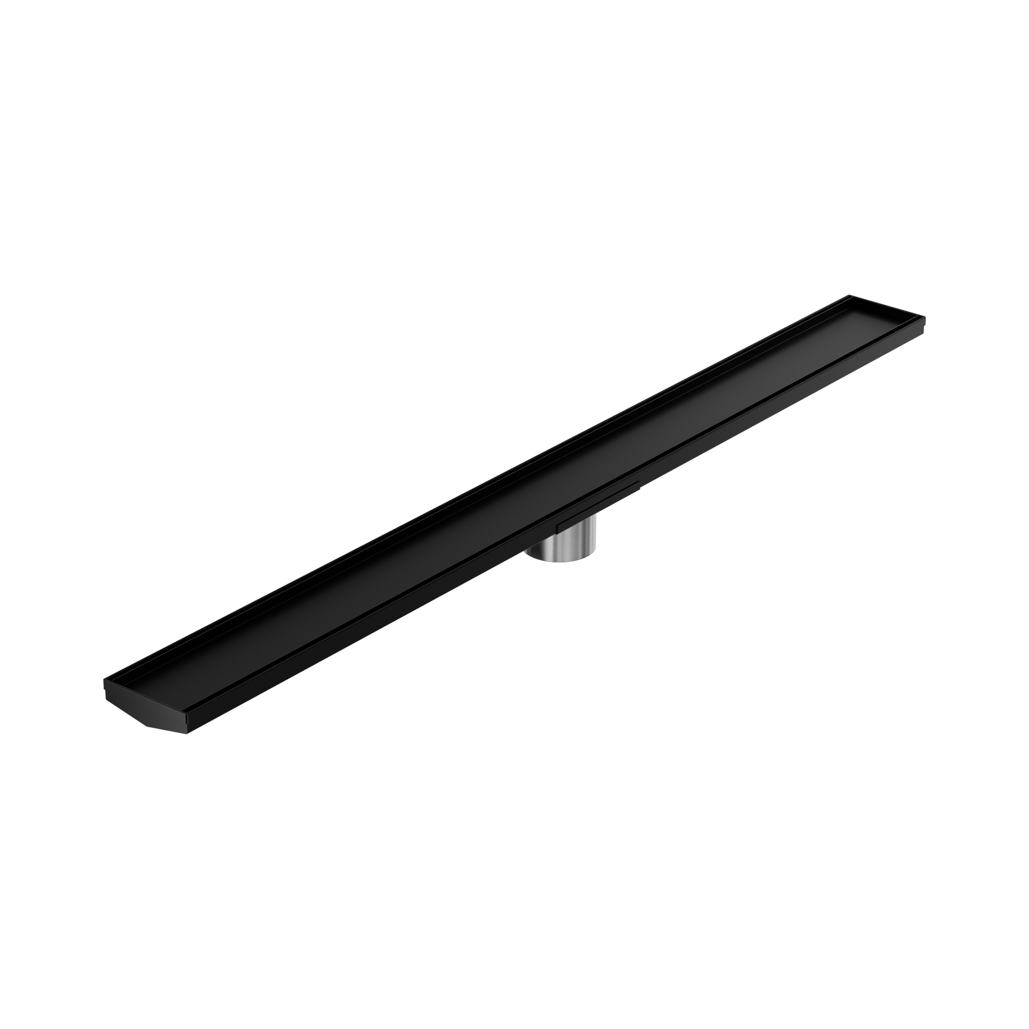 Nero Tile Insert V Channel 1200x106mm Floor Grate 80mm Outlet, Matte Black