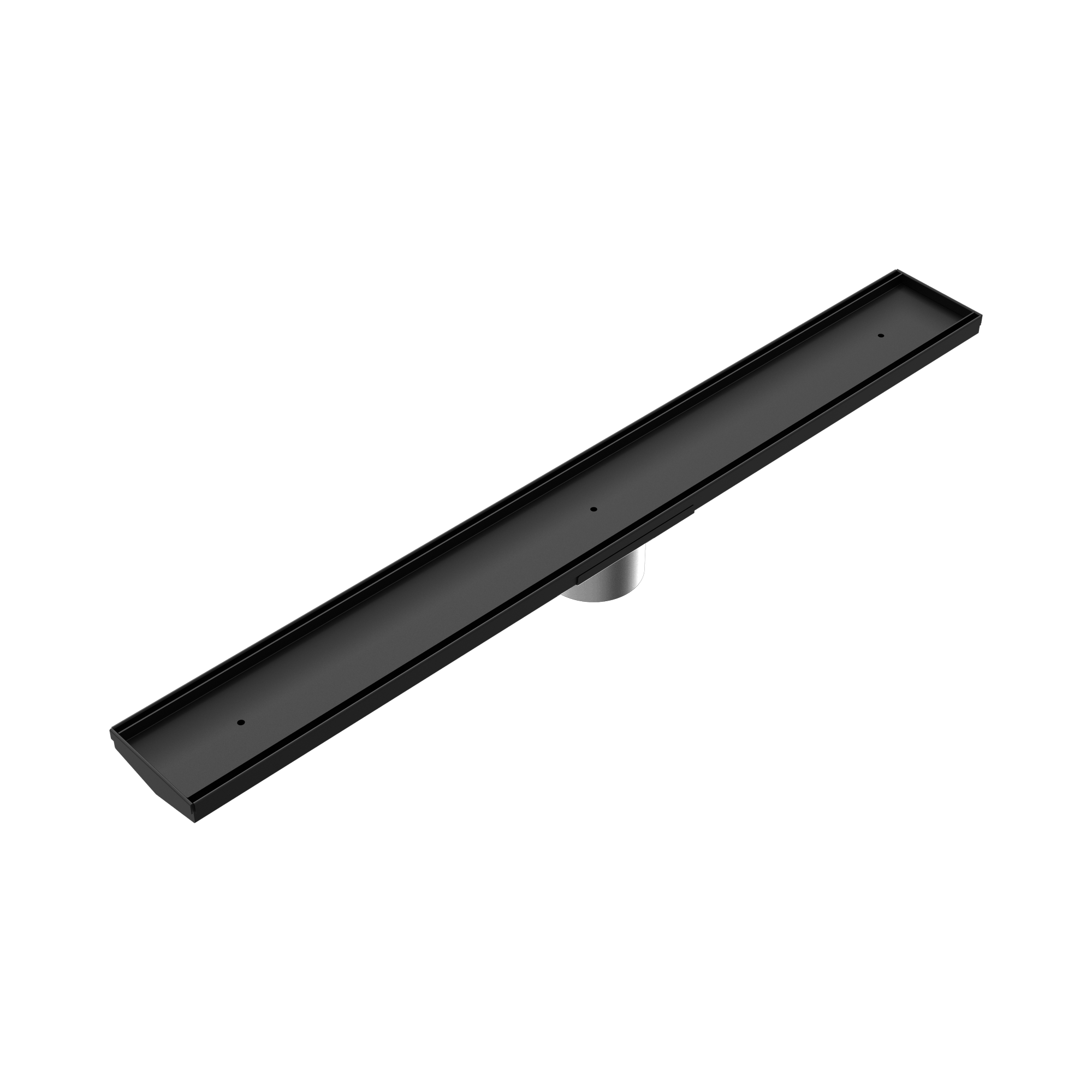 Nero Tile Insert V Channel 800x106mm Floor Grate 90mm Outlet, Matte Black