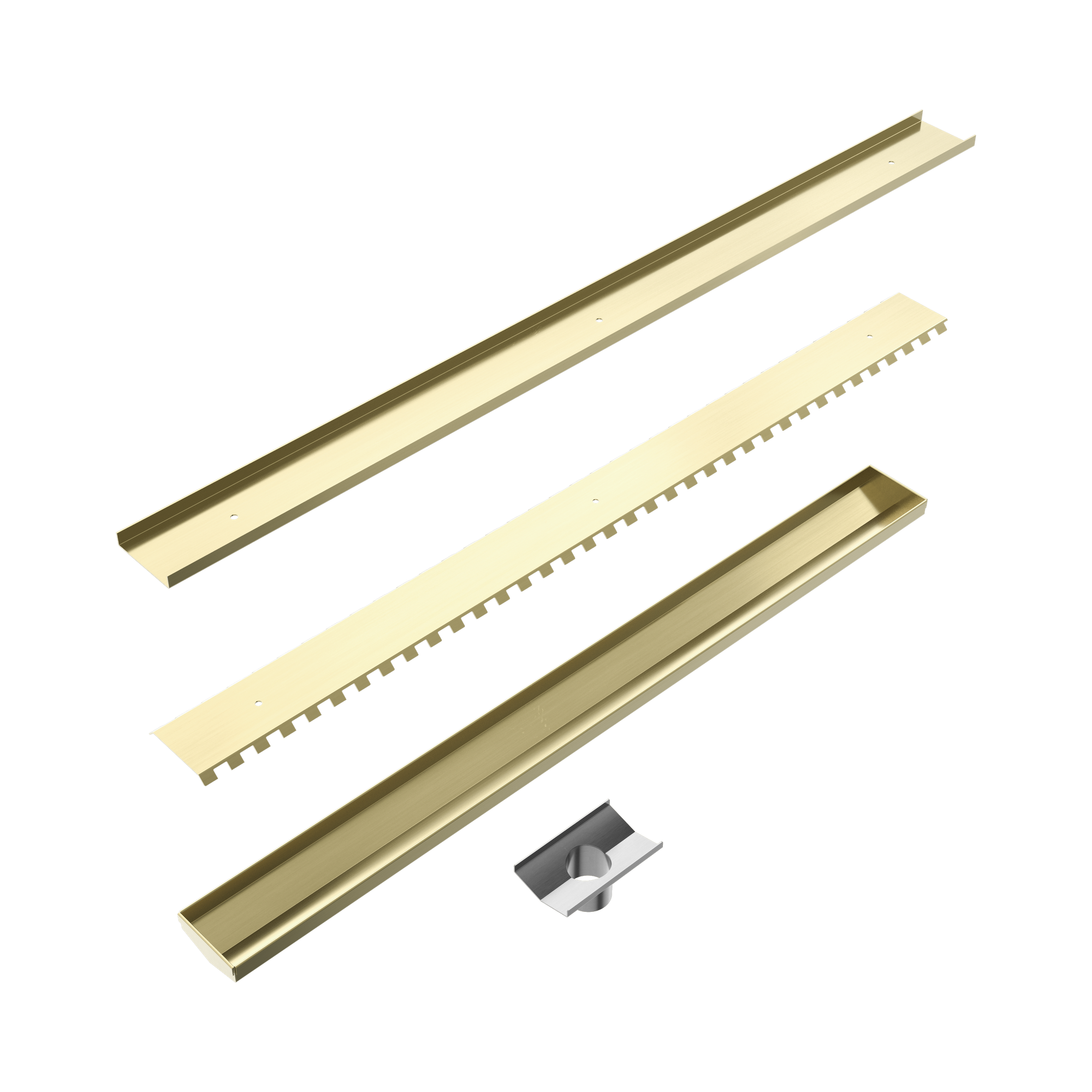 Nero Tile Insert V Channel 800x82mm Floor Grate 50mm Outlet, Brushed Gold