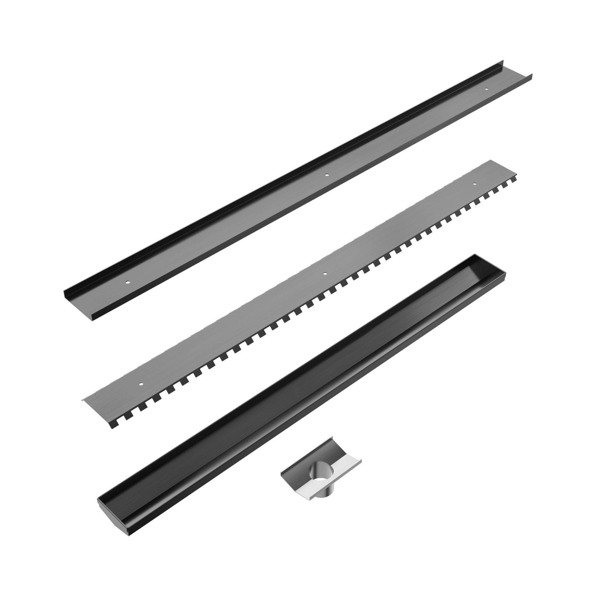 Nero Tile Insert V Channel 800x82mm Floor Grate 50mm Outlet, Gun Metal