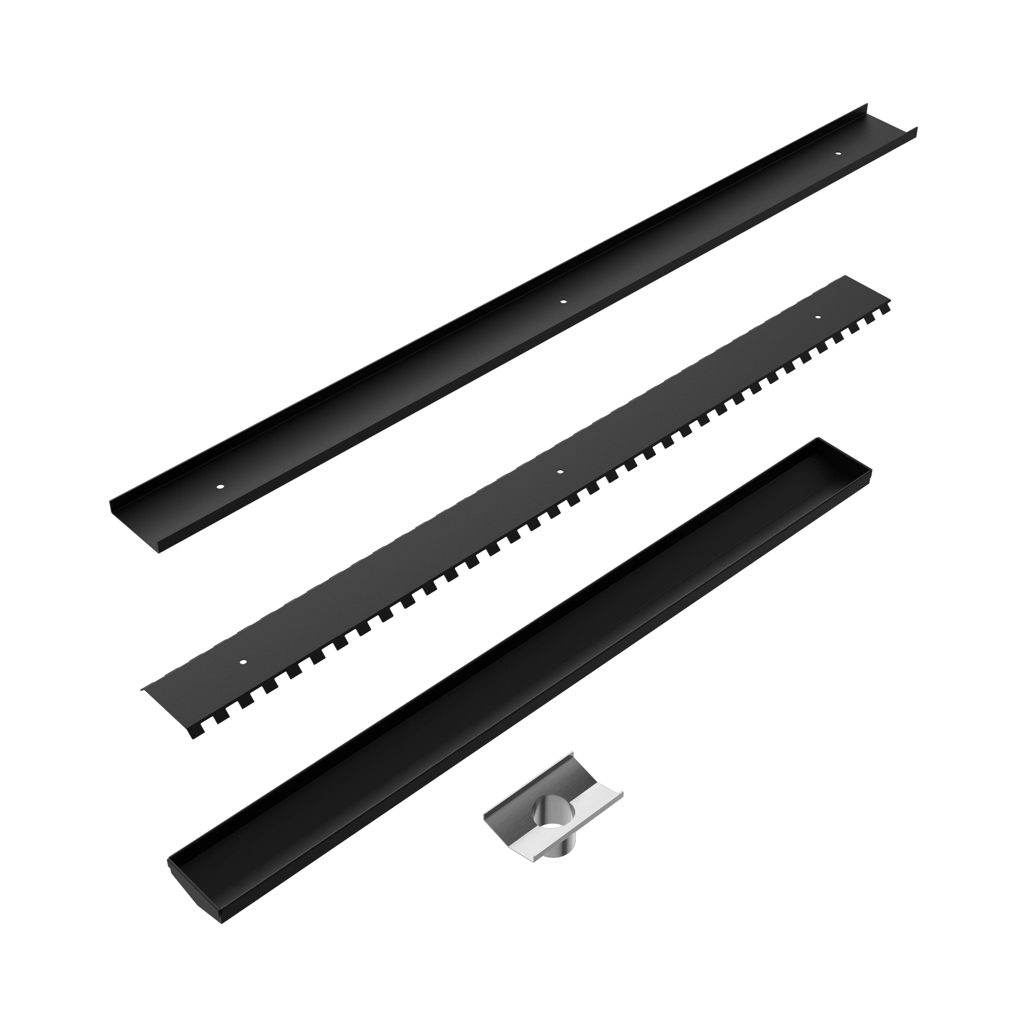 Nero Tile Insert V Channel 800x82mm Floor Grate 50mm Outlet, Matte Black