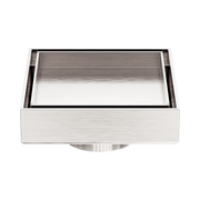 Nero 100mm Square Tile Insert Floor Waste 50mm Outlet, Brushed Nickel