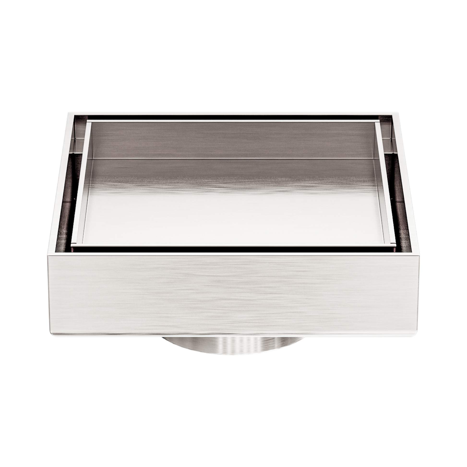 Nero 100mm Square Tile Insert Floor Waste 50mm Outlet, Brushed Nickel