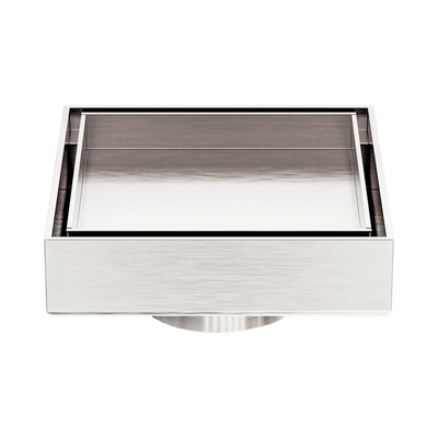 Nero 100mm Square Tile Insert Floor Waste 50mm Outlet, Brushed Nickel