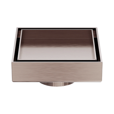 Nero 100mm Square Tile Insert Floor Waste 50mm Outlet, Brushed Bronze