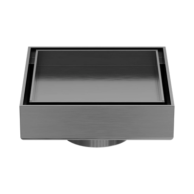 Nero 100mm Square Tile Insert Floor Waste 50mm Outlet, Gun Metal