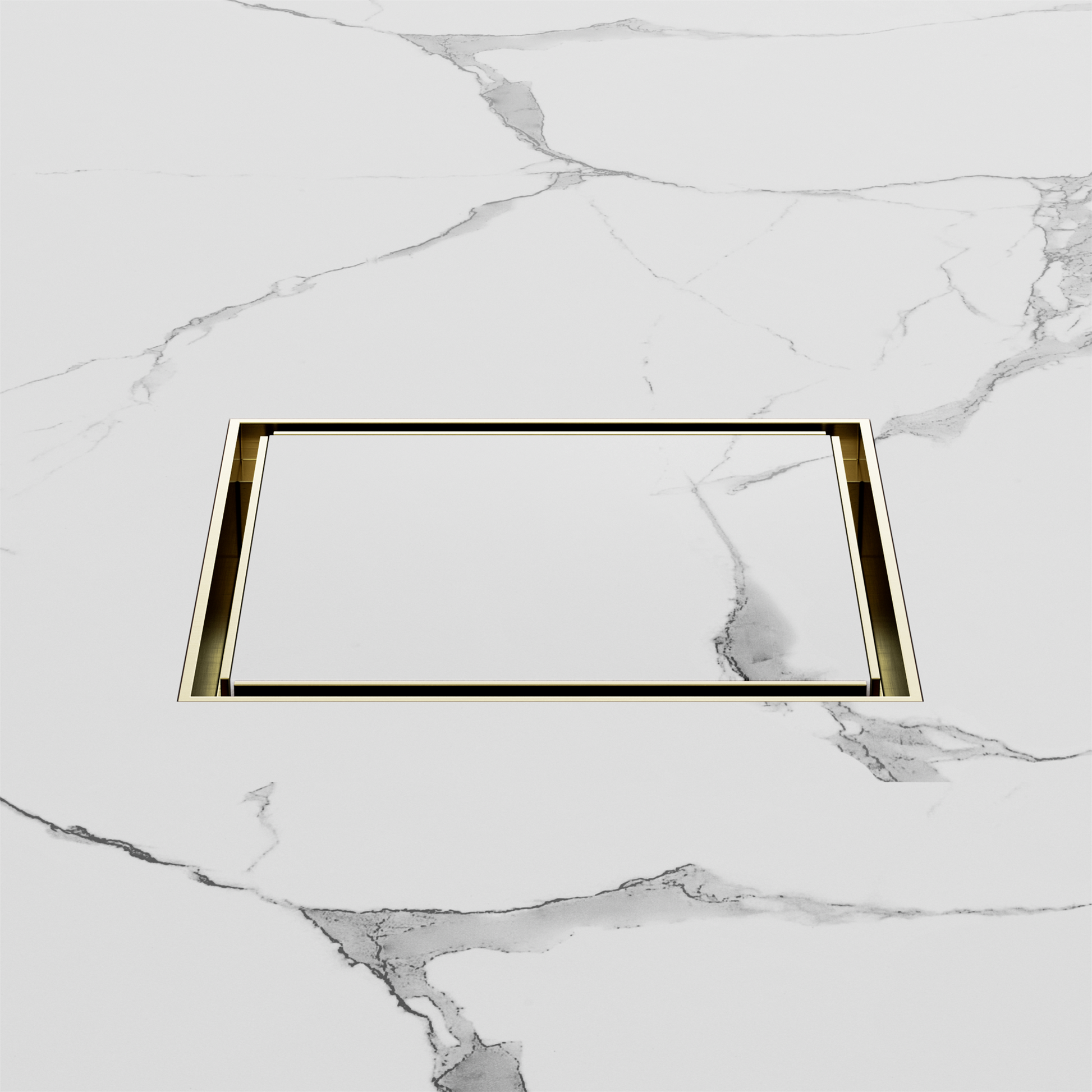 Nero 130mm Square Tile Insert Floor Waste 100mm Outlet, Brushed Gold